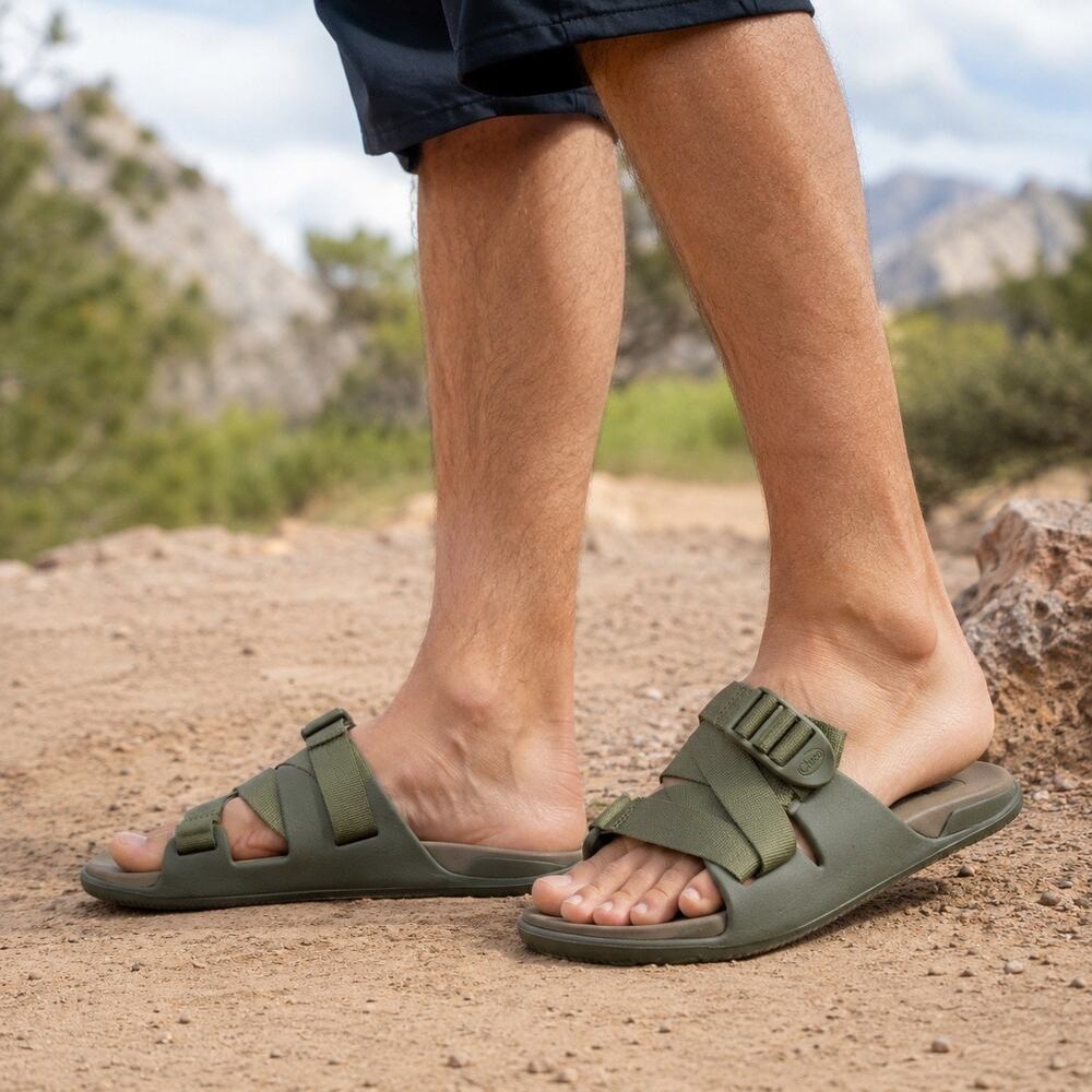Chaco Chillos Slide Fossil Olive Green Men’s Size 7 Adjustable Comfort Sandals